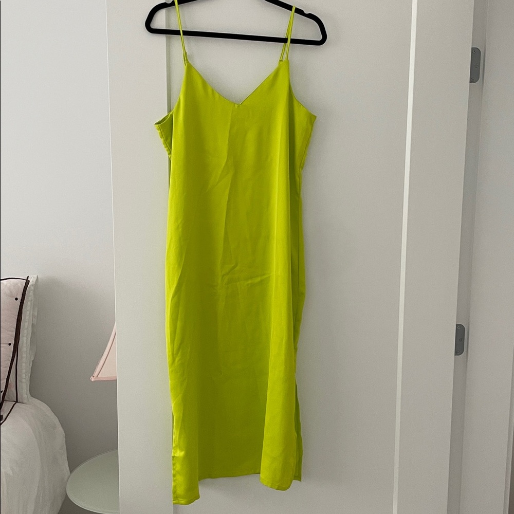 Vibrant Lime Green Slip Dress